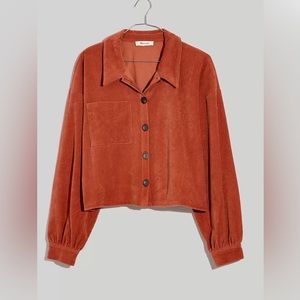 NWOT Knit corduroy crop shirt jacket